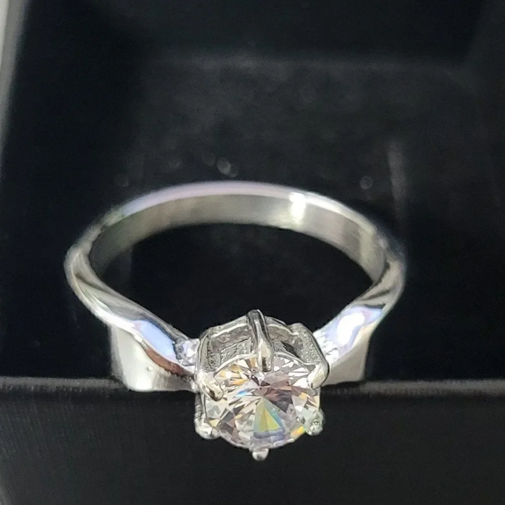 Women's Silver Solitaire Wedding Ring - Pinky Promise ring - Girls Wedding Ring